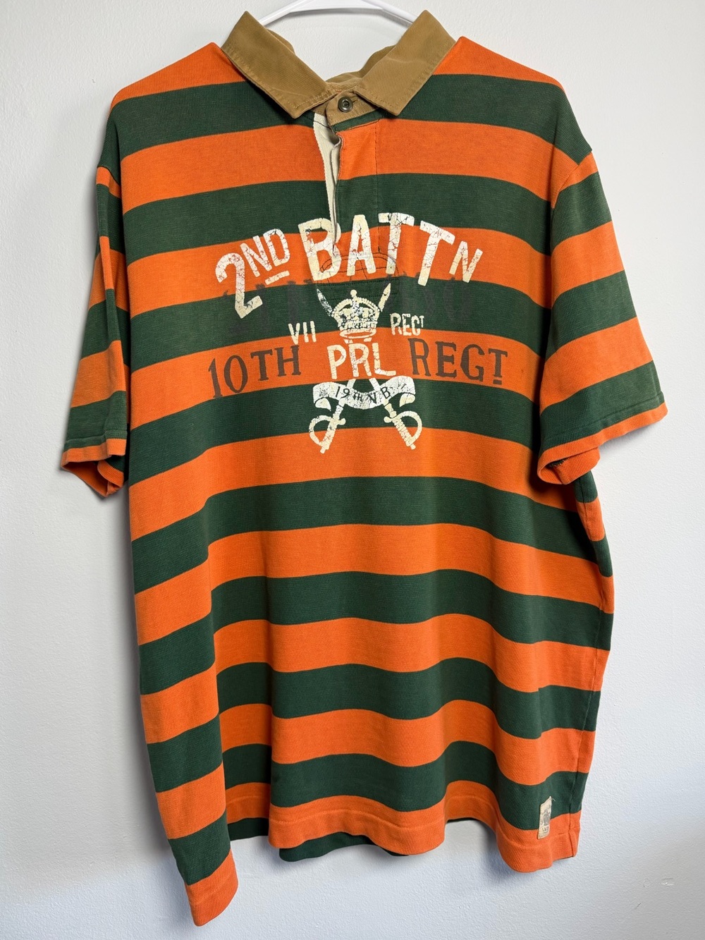 Men’s Polo Ralph Lauren 2nd battalion 10th regiment khaki with stripes 2XL